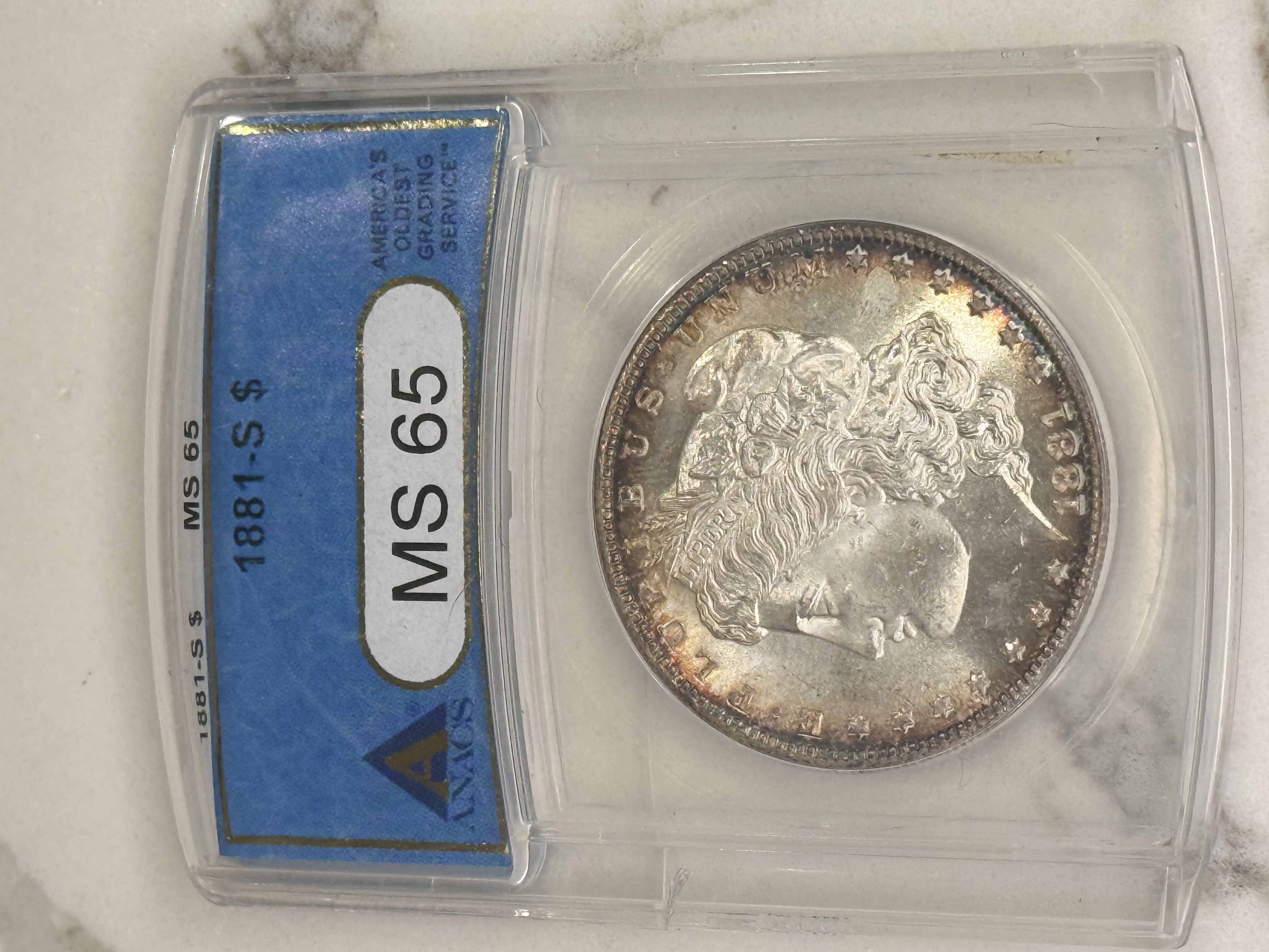 1881-S Morgan Dollar ANACS MS65 — Vintage Blue Holder